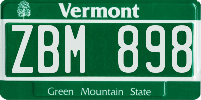 VT license plate ZBM898