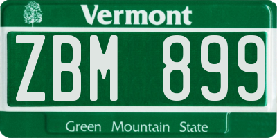 VT license plate ZBM899