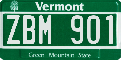 VT license plate ZBM901