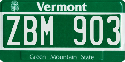 VT license plate ZBM903