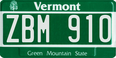 VT license plate ZBM910