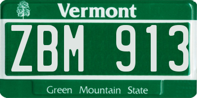 VT license plate ZBM913