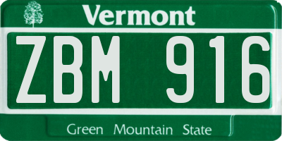 VT license plate ZBM916