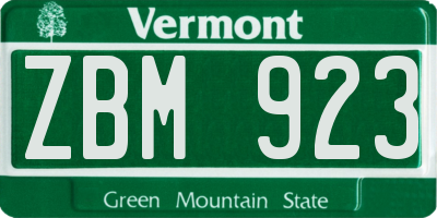 VT license plate ZBM923