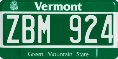 VT license plate ZBM924