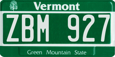 VT license plate ZBM927
