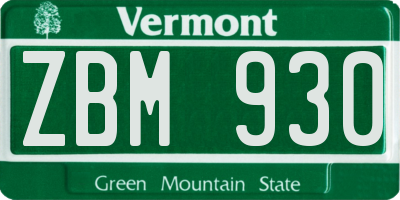 VT license plate ZBM930
