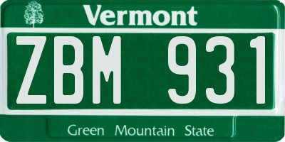 VT license plate ZBM931