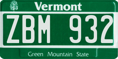 VT license plate ZBM932