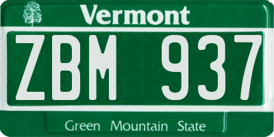 VT license plate ZBM937