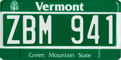 VT license plate ZBM941