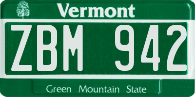 VT license plate ZBM942