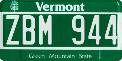 VT license plate ZBM944