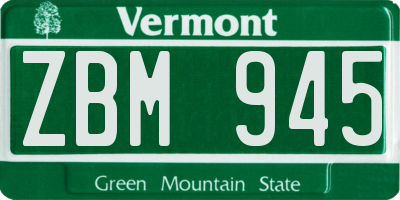 VT license plate ZBM945