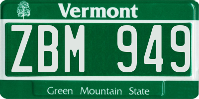 VT license plate ZBM949
