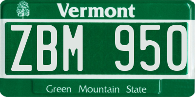 VT license plate ZBM950