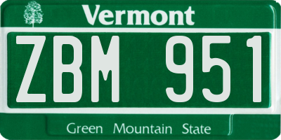 VT license plate ZBM951