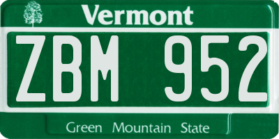 VT license plate ZBM952