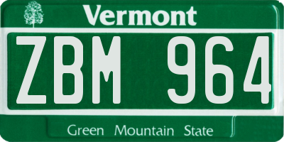 VT license plate ZBM964