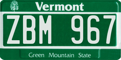 VT license plate ZBM967