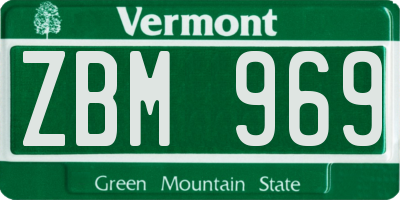 VT license plate ZBM969