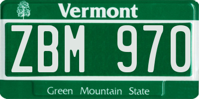 VT license plate ZBM970