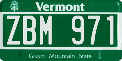 VT license plate ZBM971
