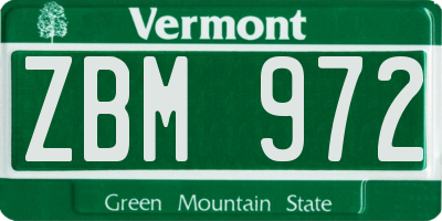 VT license plate ZBM972