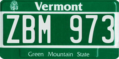 VT license plate ZBM973