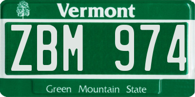 VT license plate ZBM974