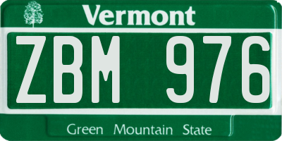 VT license plate ZBM976