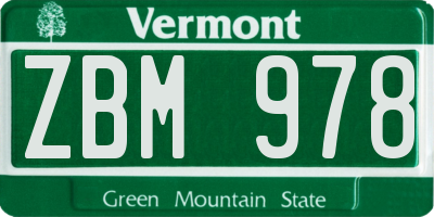 VT license plate ZBM978