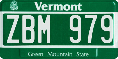 VT license plate ZBM979