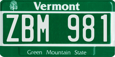 VT license plate ZBM981