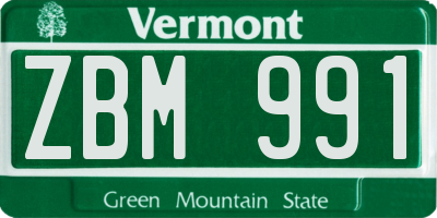 VT license plate ZBM991