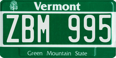 VT license plate ZBM995