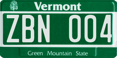 VT license plate ZBN004