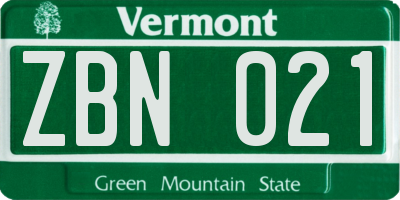 VT license plate ZBN021