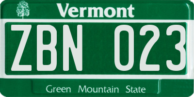 VT license plate ZBN023