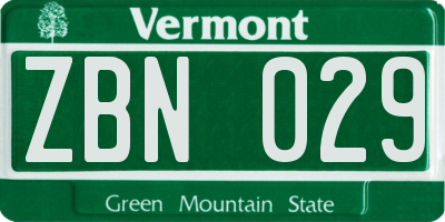 VT license plate ZBN029