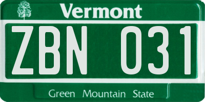 VT license plate ZBN031