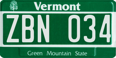 VT license plate ZBN034