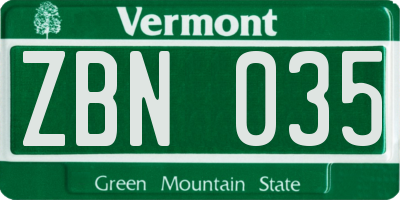 VT license plate ZBN035