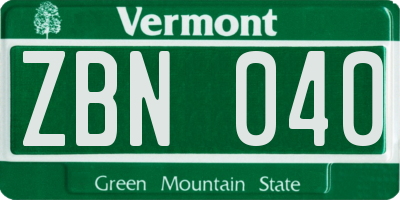 VT license plate ZBN040