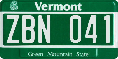 VT license plate ZBN041