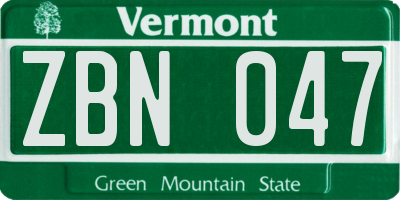 VT license plate ZBN047