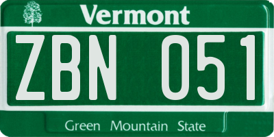VT license plate ZBN051