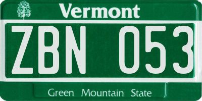 VT license plate ZBN053