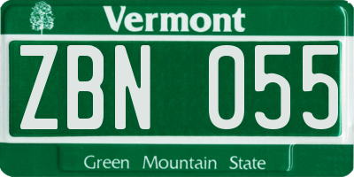 VT license plate ZBN055