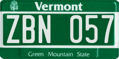 VT license plate ZBN057
